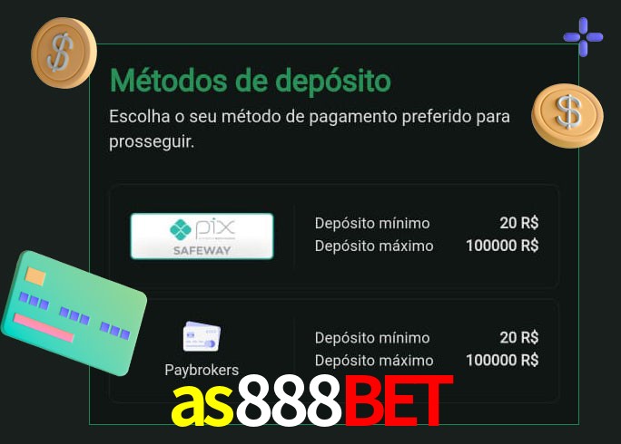 O cassino as888bet oferece uma grande variedade de métodos de pagamento
